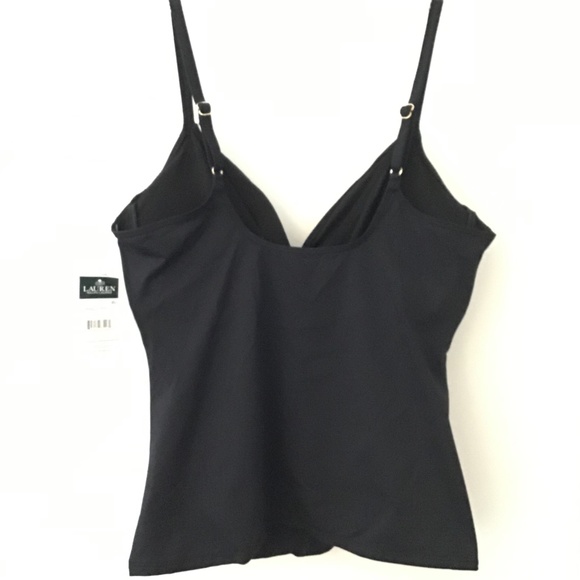 NWT Ralph Lauren Women's Slimming Tankini Swim Top Black Size 16 - Picture 3 of 4
